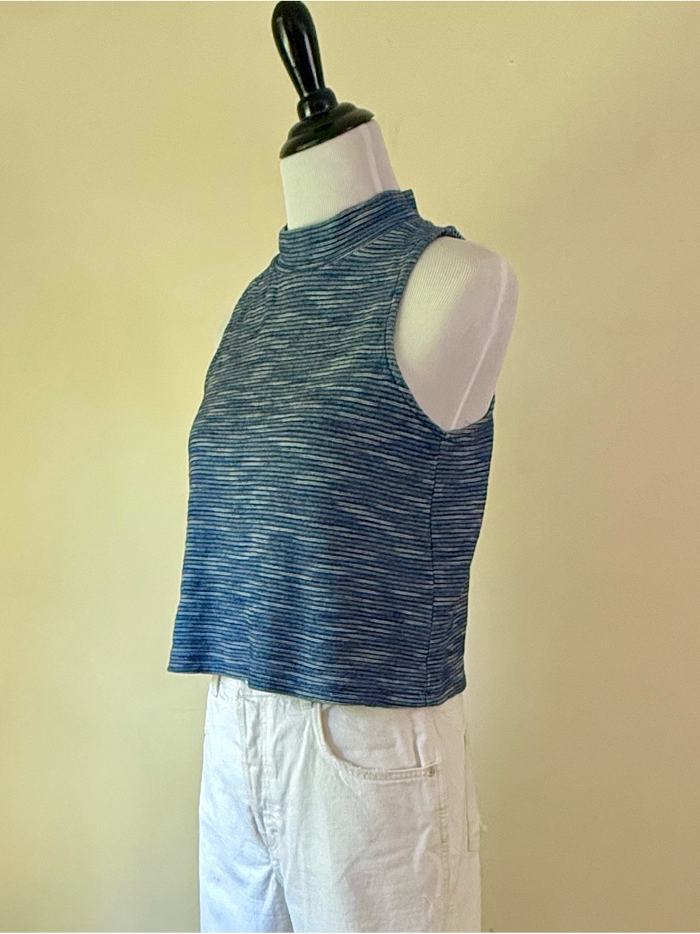 Rails Blue Striped Mock Neck Tank